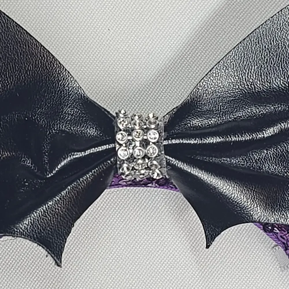 Disney Halloween Minnie Mouse Ears Purple Headband Sequins and Rhinestones - Picture 4 of 8